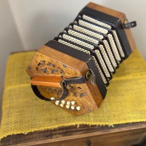Vintage Wooden Concertina Accordion